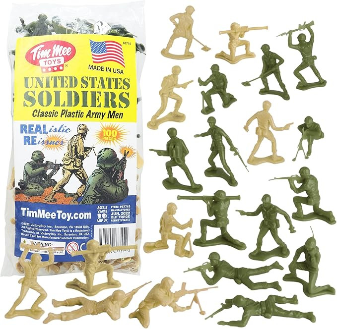 TimMee Plastic Army Men - OD Green vs Tan 100pc Toy Soldier Figures Made in USA | Amazon (US)