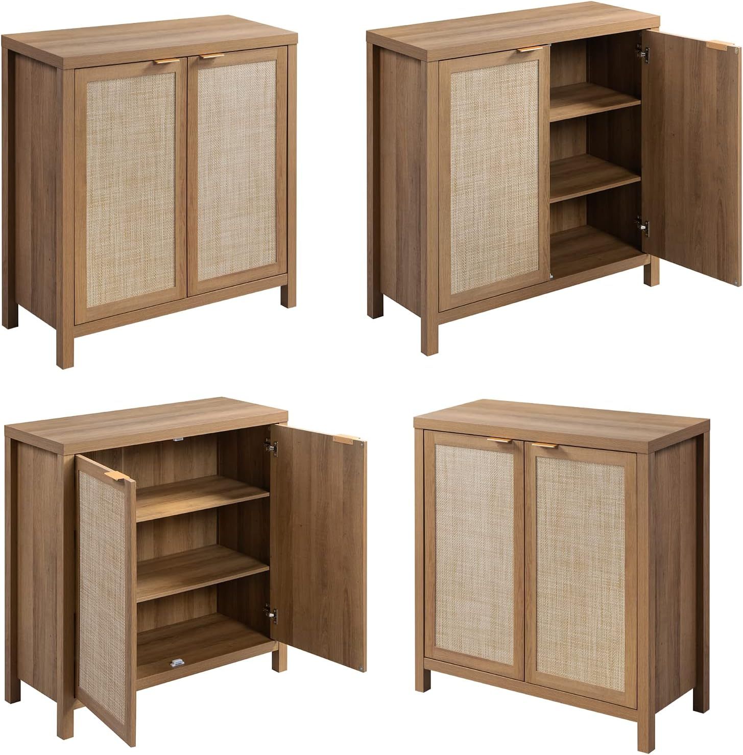 SICOTAS Rattan Sideboard Buffet Credenza Cabinet - 2 Pieces Farmhouse Kitchen Coffee Bar Cabinet ... | Amazon (US)