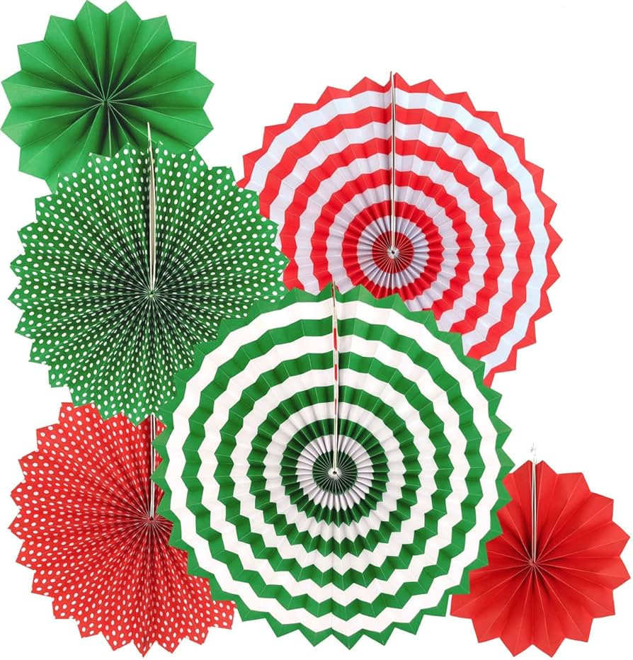 Merry Christmas Party Hanging Paper Fans Decorations Xmas Santa Party Ceiling Hangings Decoration... | Amazon (US)