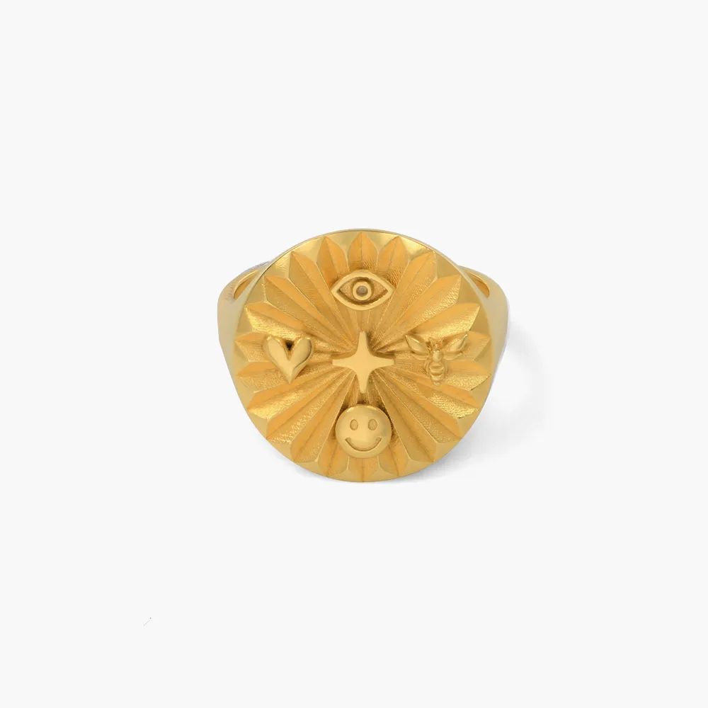 Tyra Initial Medallion Ring - Gold Vermeil | Oak & Luna (US)