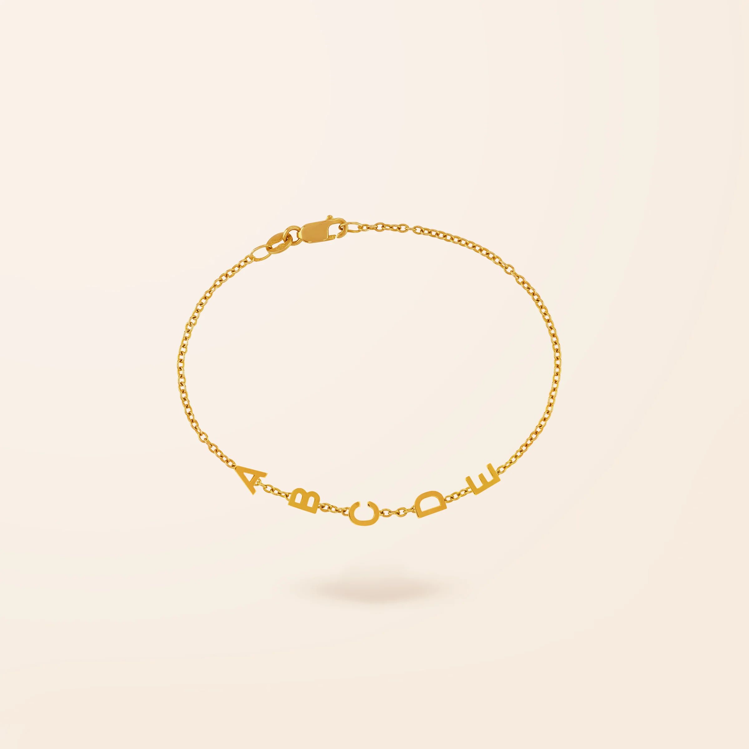 14K Gold Mini Initial Bracelet | Van Der Hout Jewelry