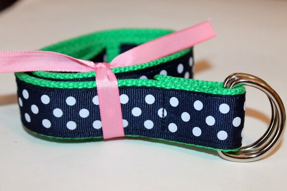 Women's Ribbon Belt  Navy Polka Dot Belt Ladies Green D Ring Belt Teen Preppy Belt Equestrian Bel... | Etsy (US)