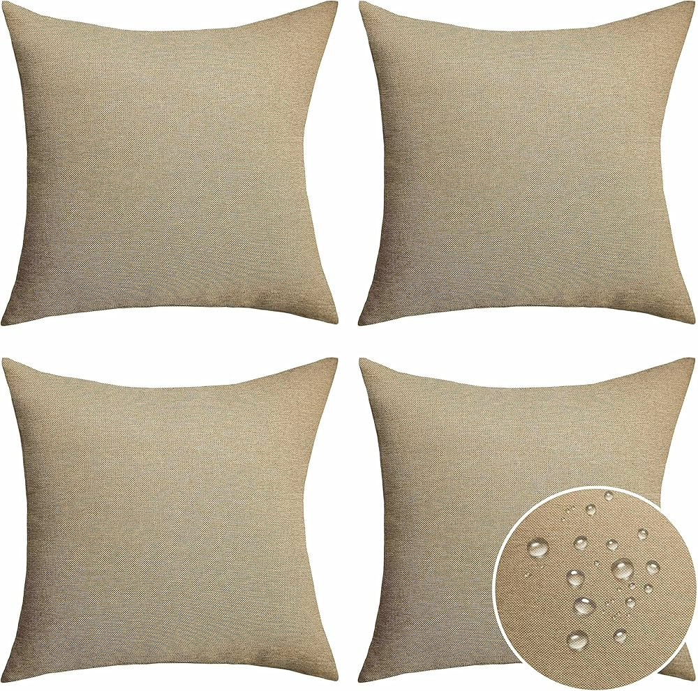Home Brilliant Patio Pillows Outdoor Waterproof Set of 4 Throw Pillow Covers, 18x18 inch, 45x45 c... | Amazon (US)