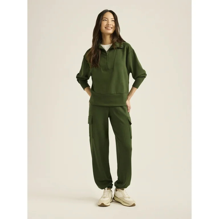 Scoop Women’s & Women's Plus Ultimate ScubaKnit Half Zip Sweatshirt, Sizes XS-4X | Walmart (US)