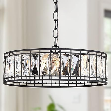 Modern Crystal Chandeliers for Dining Room, Round Chandelier for Living Room, Bedroom, 15.5'' Dia | Amazon (US)