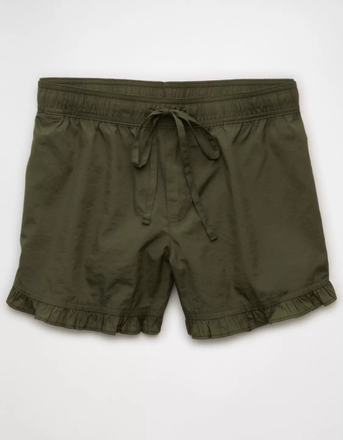 AE Stretch High-Waisted Ruffle Hem Short | American Eagle Outfitters (US & CA)