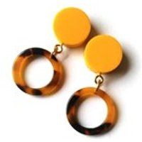 Tortoiseshell Hoop Stud Earrings Modern Minimal Geometric Circle Studs FREE UK SHIPPING | Etsy (UK)