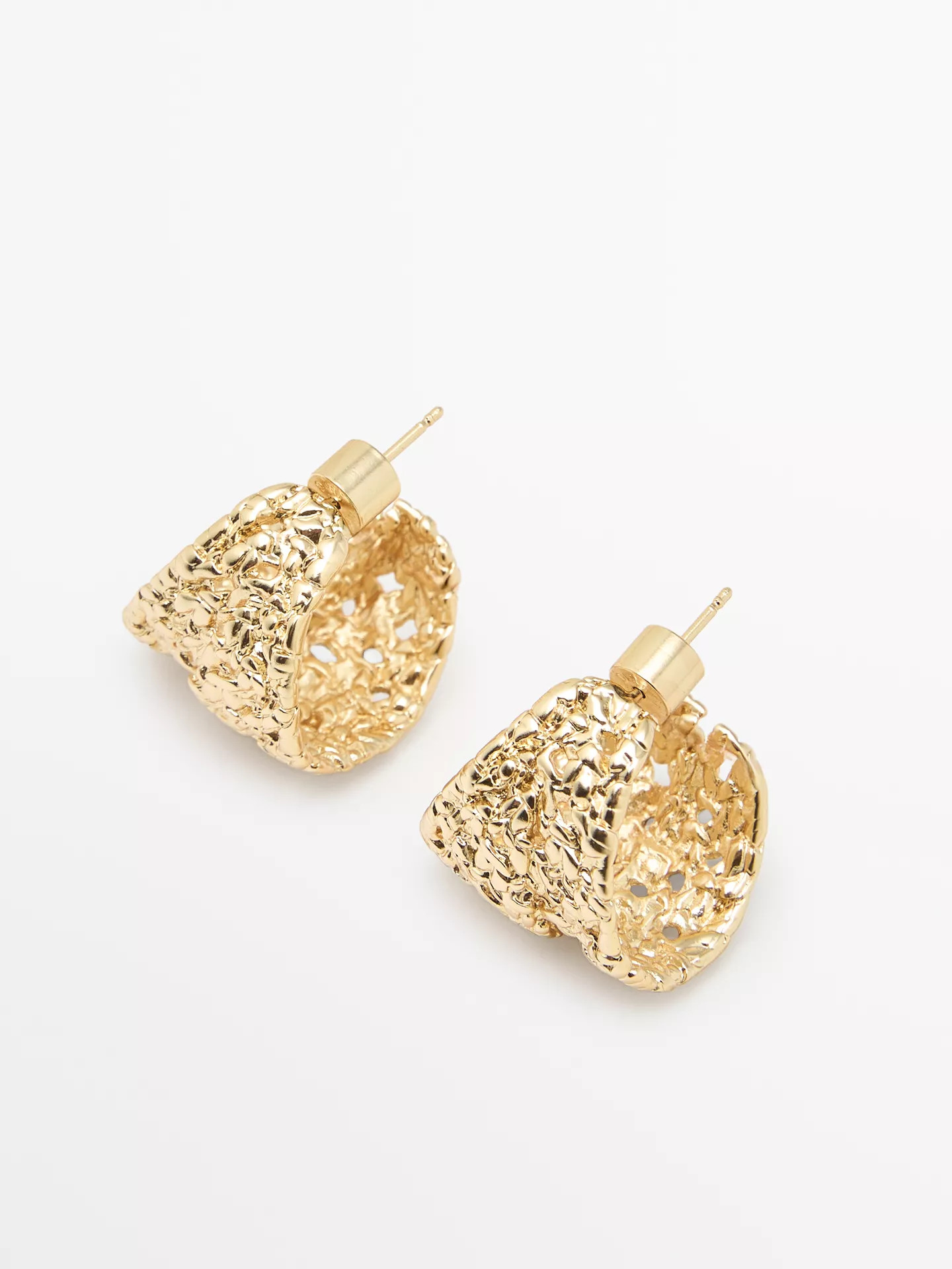 Braided textured hoop earrings | Massimo Dutti US