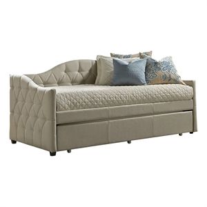 Atlin Designs Fabric Upholstered Daybed with Trundle in Beige | Cymax