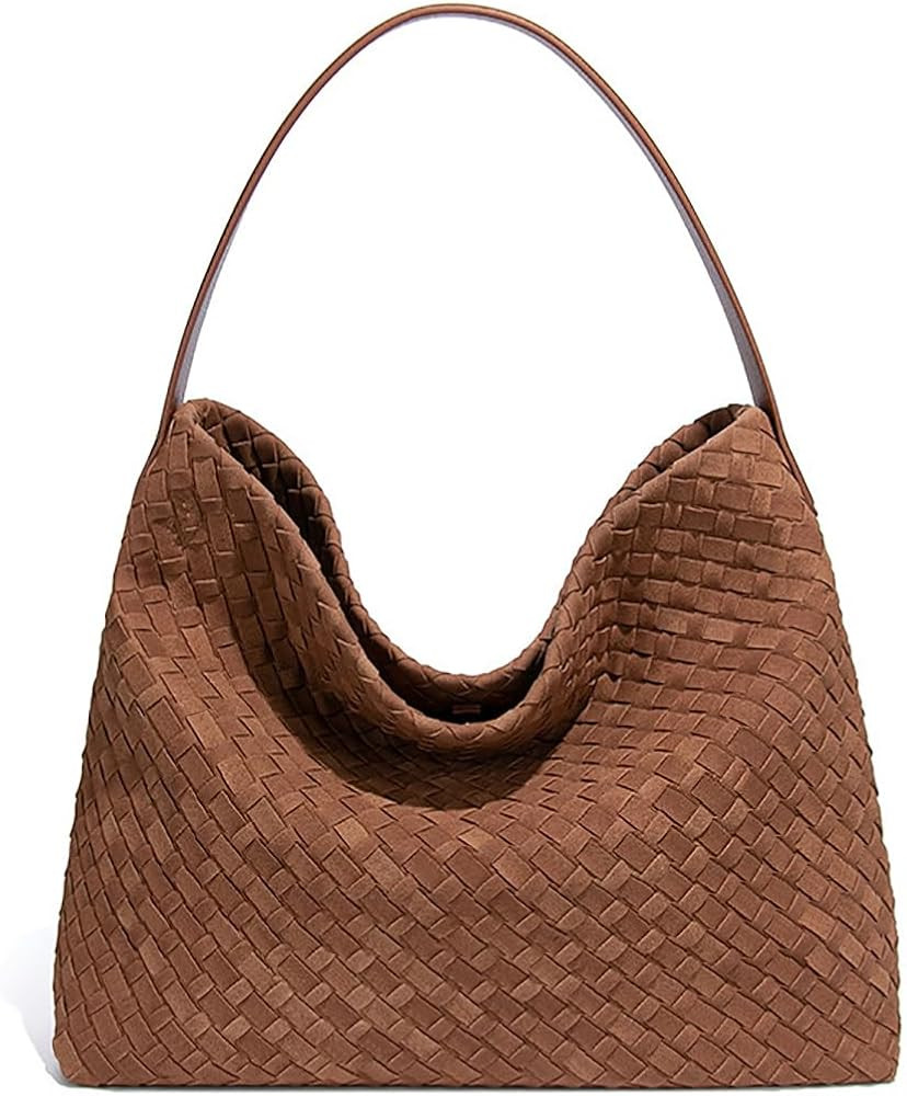 JYG Women's Braided Suede Tote Bag Trendy Crescent Shoulder Hobo Purse     Retro Fall Woven Bags ... | Amazon (US)