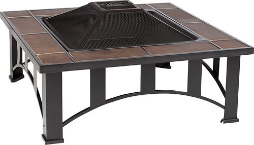 Fire Sense - Tuscan Tile Square Fire Pit - Black | Best Buy U.S.