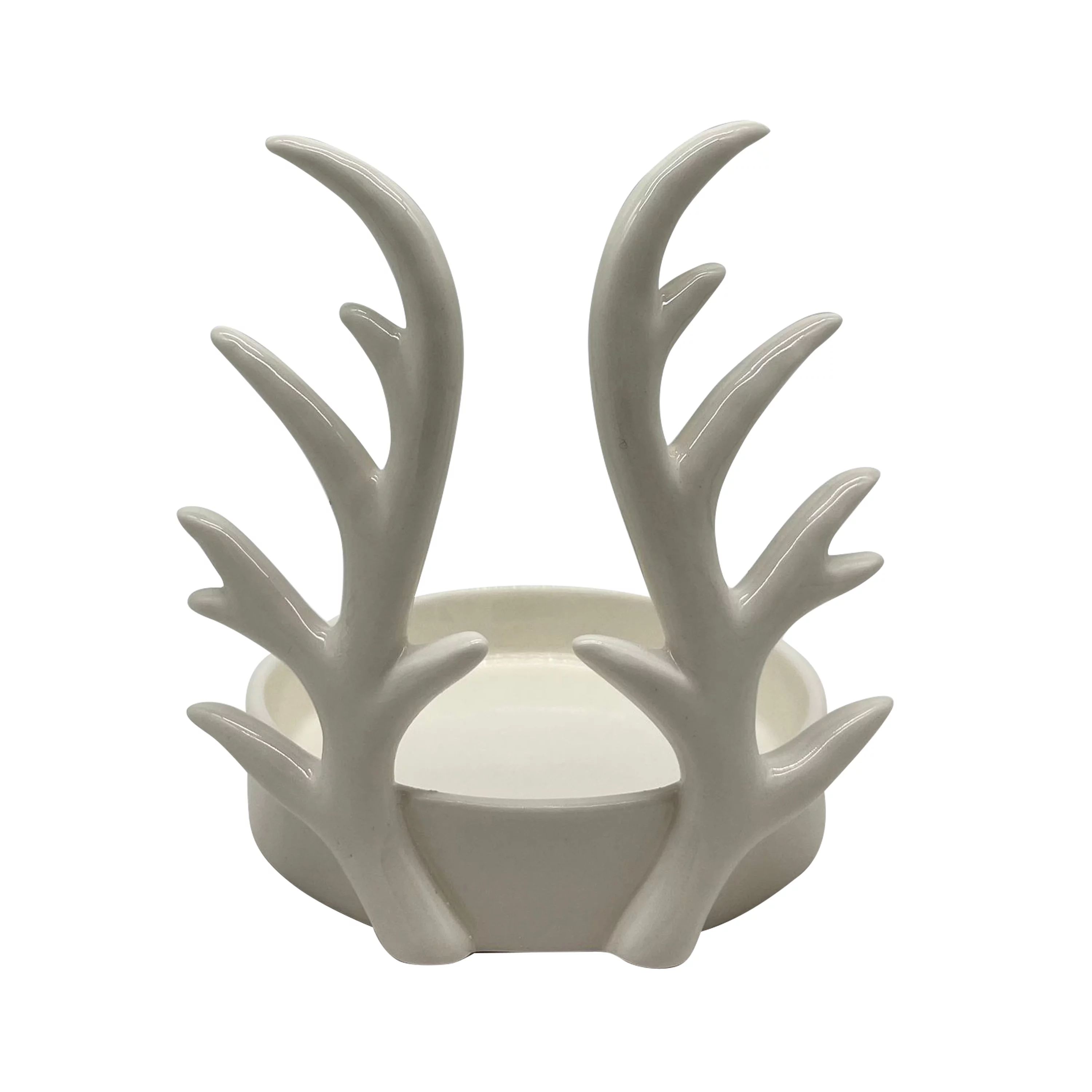 Large White Ceramic Antler Candle Holder, 5.25", by Holiday Time | Walmart (US)