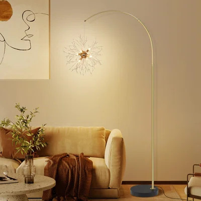 Crystal Arched Floor Lamp Modern Tall Standing Lamp with 6 LED Bulbs Adjustable Tall Lamp Pole Light Mid-Century Couch Arched Gold Floor Lighting for | Wayfair North America