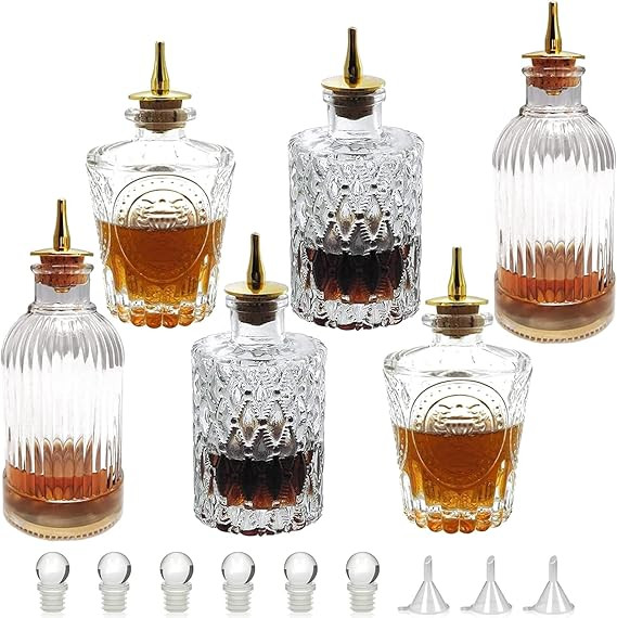 Bitters Bottle Set - Glass Vintage Bottle, Decorative Bottles with Dash Top, Dasher Bottles for M... | Amazon (US)