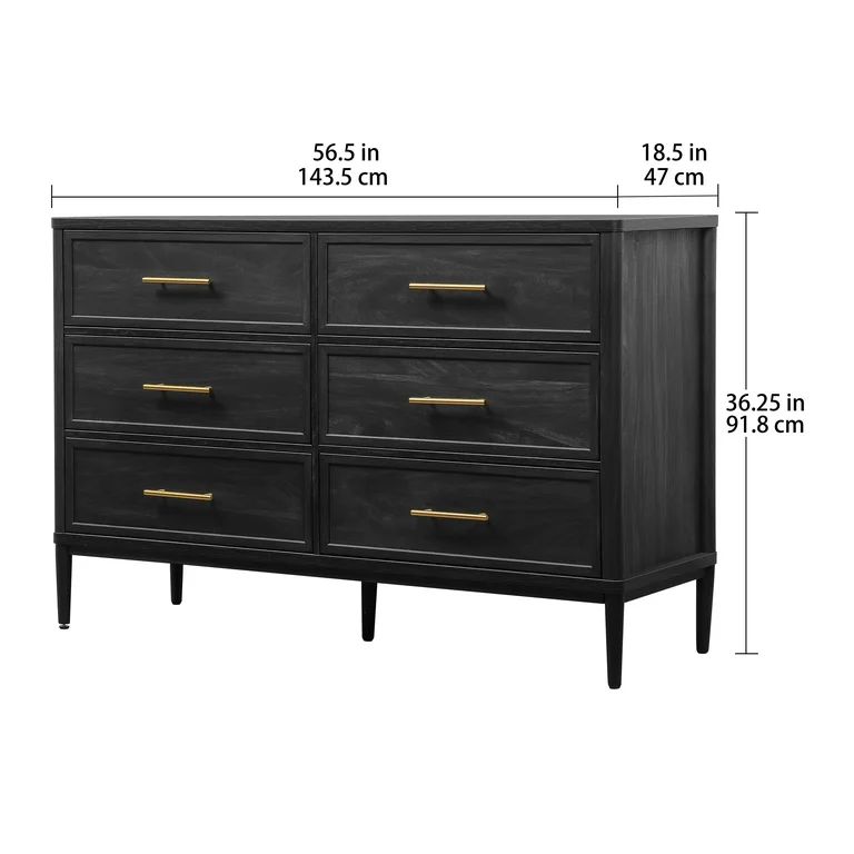 Better Homes & Gardens Oaklee 6 Drawer Dresser, Charcoal Finish | Walmart (US)