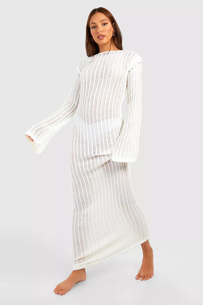Tall Laddered Knit Maxi Beach Dress | boohoo (US & Canada)