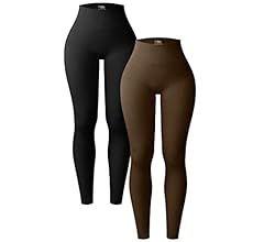 OQQ Women's 2 Piece Yoga Leggings Ribbed Seamless Workout High Waist Athletic Pants | Amazon (US)