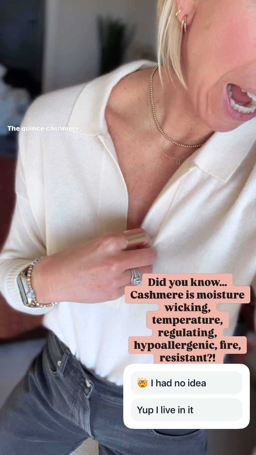 This cashmere polo sweater looks like a blouse & it’s sooo warm & cozy! This is the perfect dressier top for the holidays and this winter season. It runs true to size and is under $80👏🏻 

#LTKGiftGuide #LTKFindsUnder100 #LTKHoliday