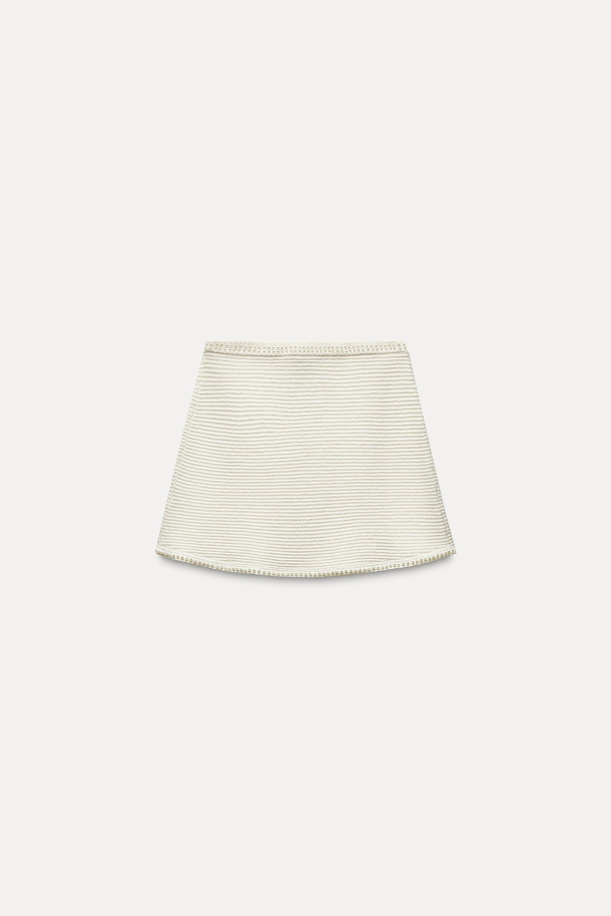 KNIT MINI SKIRT WITH FAUX PEARLS | Zara IT