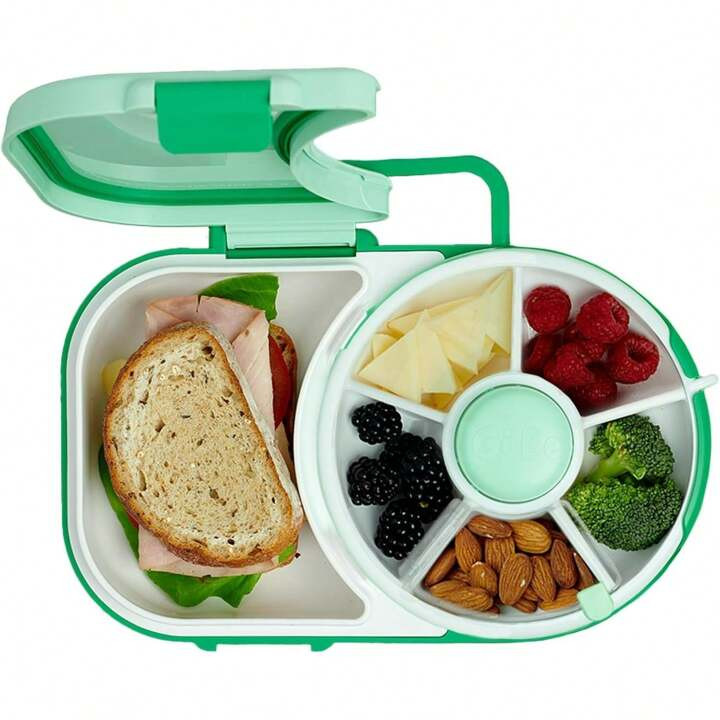 1pc Lunchbox With Small Snack Spinner Flip - With Hand Strap, 2-In-1 Bento Style Lunch Container, 5 Small +1 Large Sandwich Compartment Christmas Gift,School Supplies | SHEIN