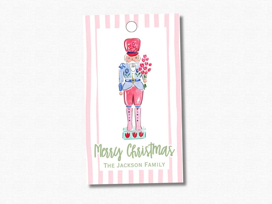 Personalized Watercolor Merry Christmas Nutcracker Gift Tags - Etsy | Etsy (US)