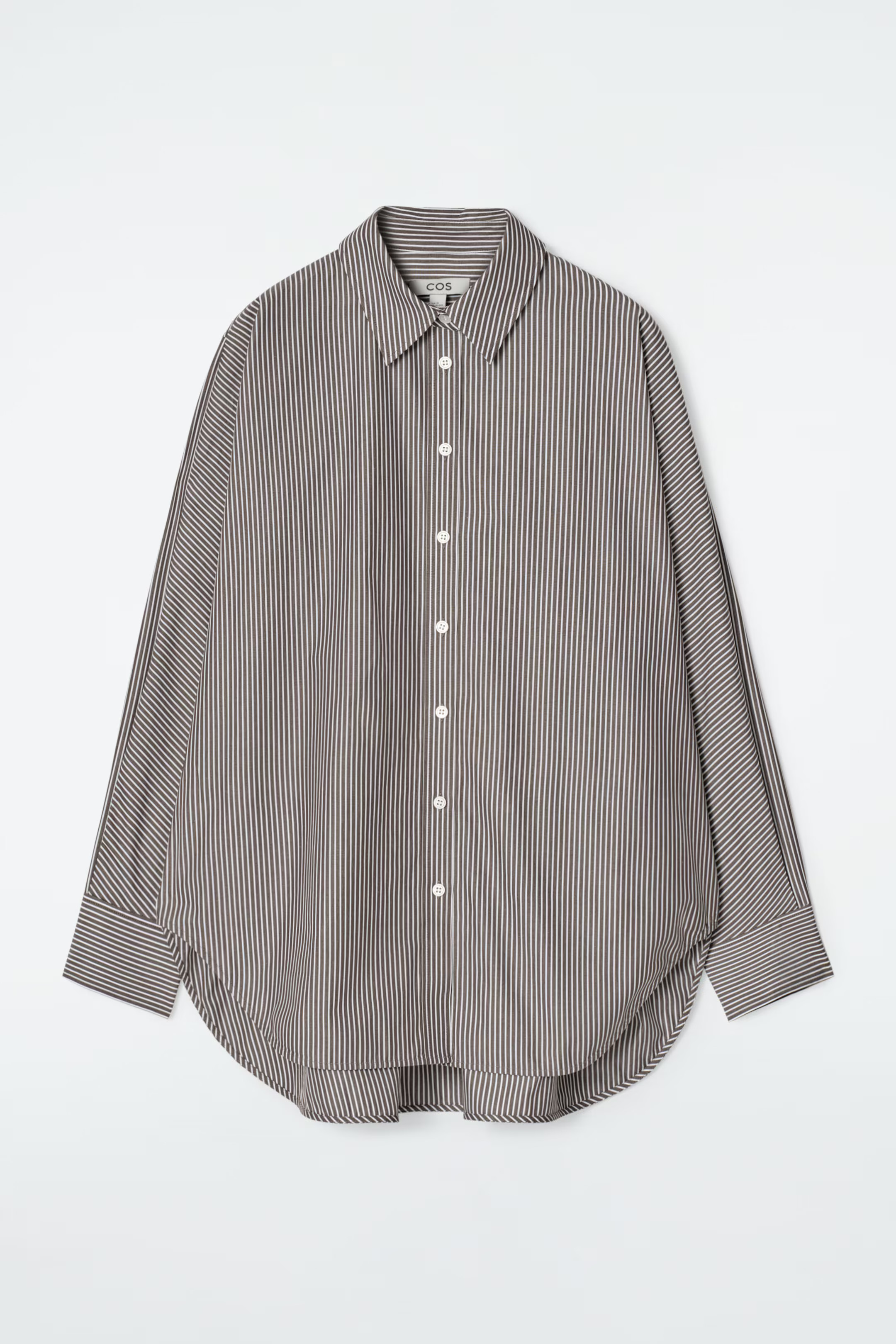 RELAXED COTTON SHIRT - BROWN / WHITE / STRIPED | COS UK
