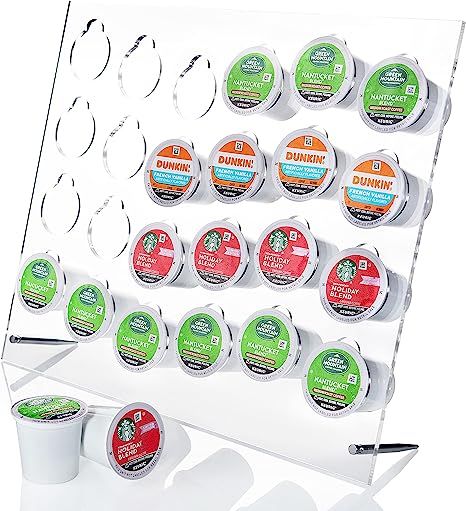 Acrylic K Cup Holder For Counter By CartAndCard- Clear Modern Coffee Pods Holders - 24 K Cup Stor... | Amazon (US)
