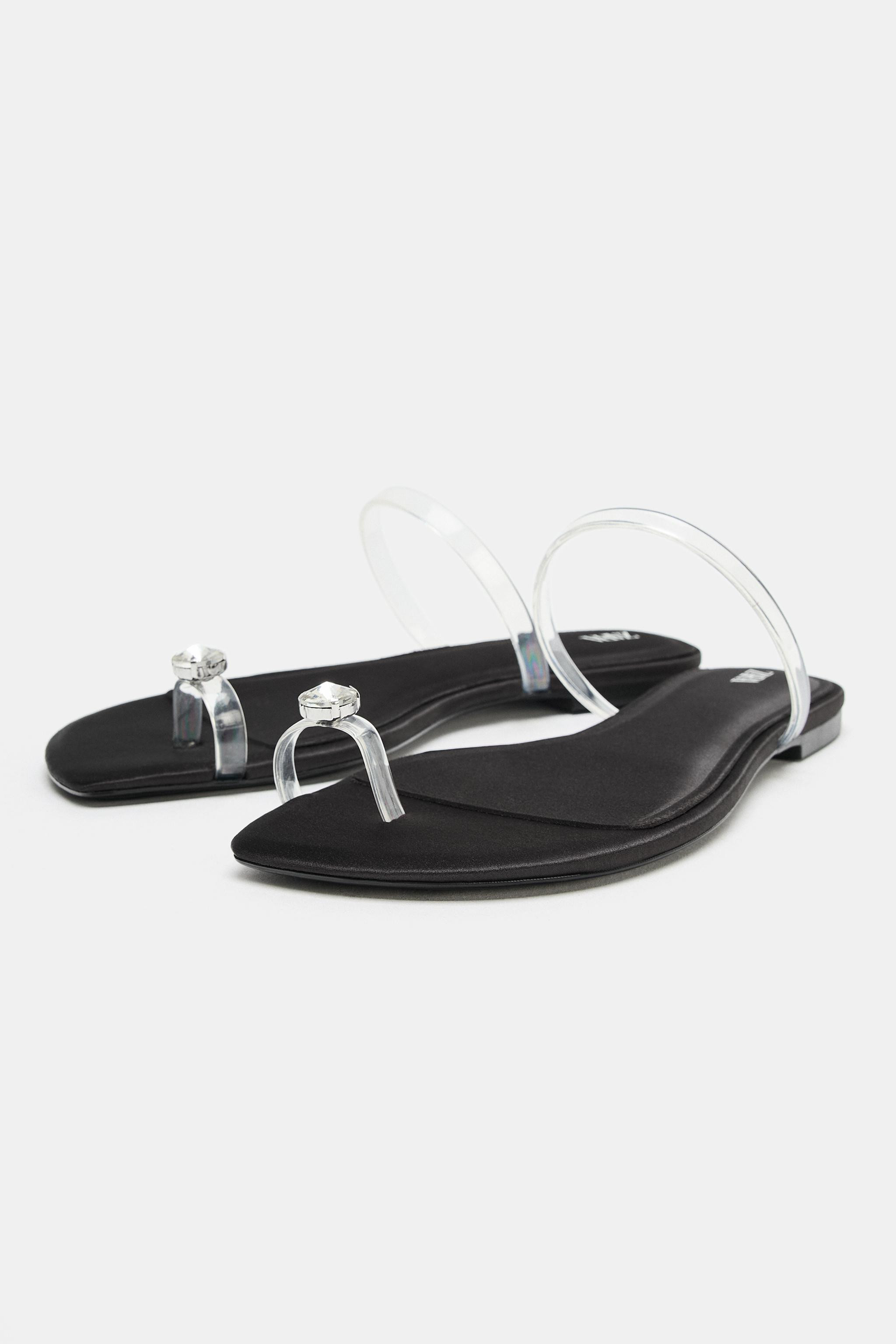 VINYL STRAP SLIDE SANDALS | Zara US