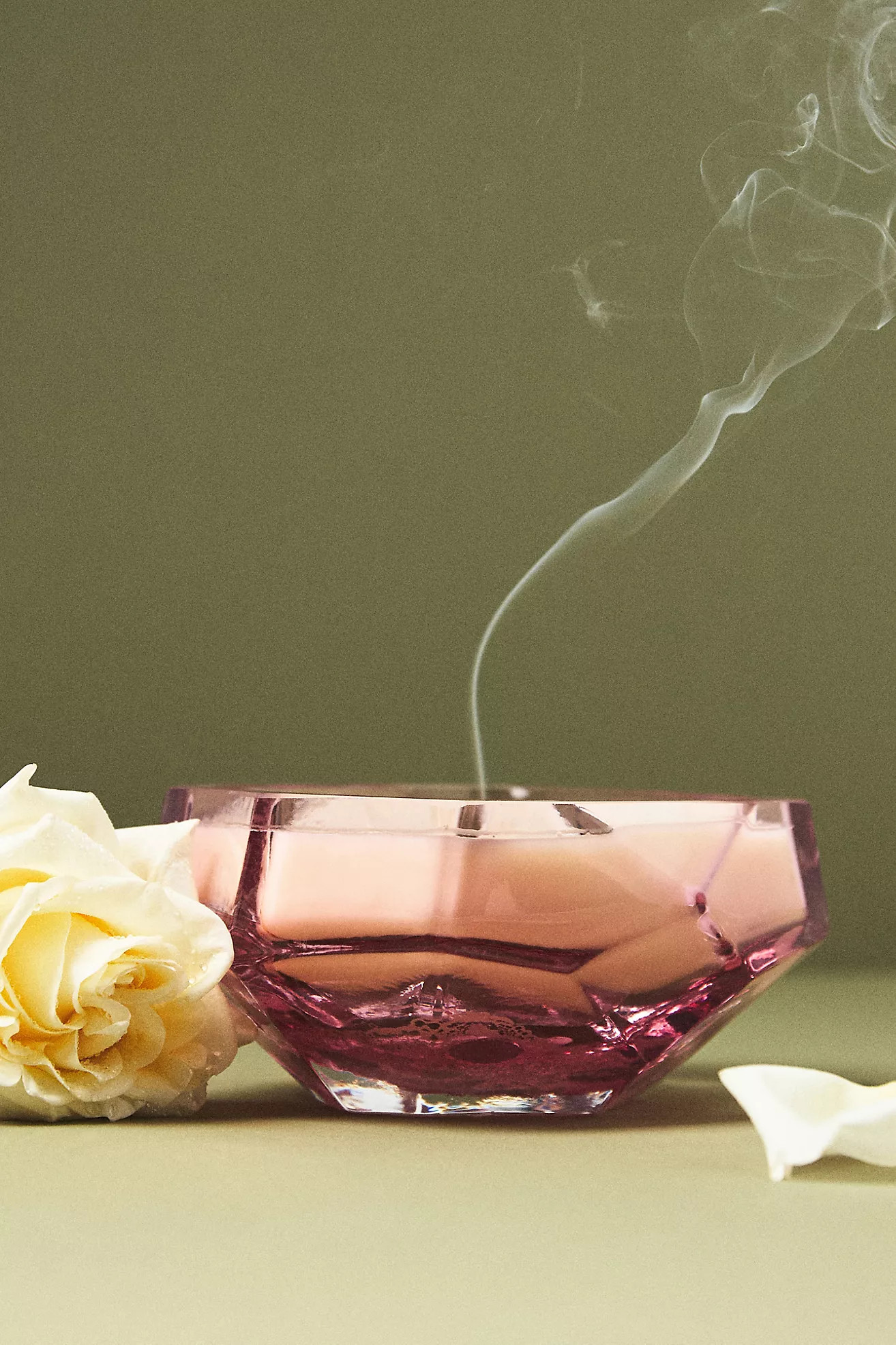 Mira Woody Teakwood Rose Cut Glass Candle | Anthropologie (US)