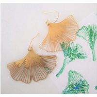 Raw Brass Ginkgo Leaf Earring, Gold Earrings, Holiday Gift, Mother, Unique Jewelry, Boho Wedding, Le | Etsy (US)