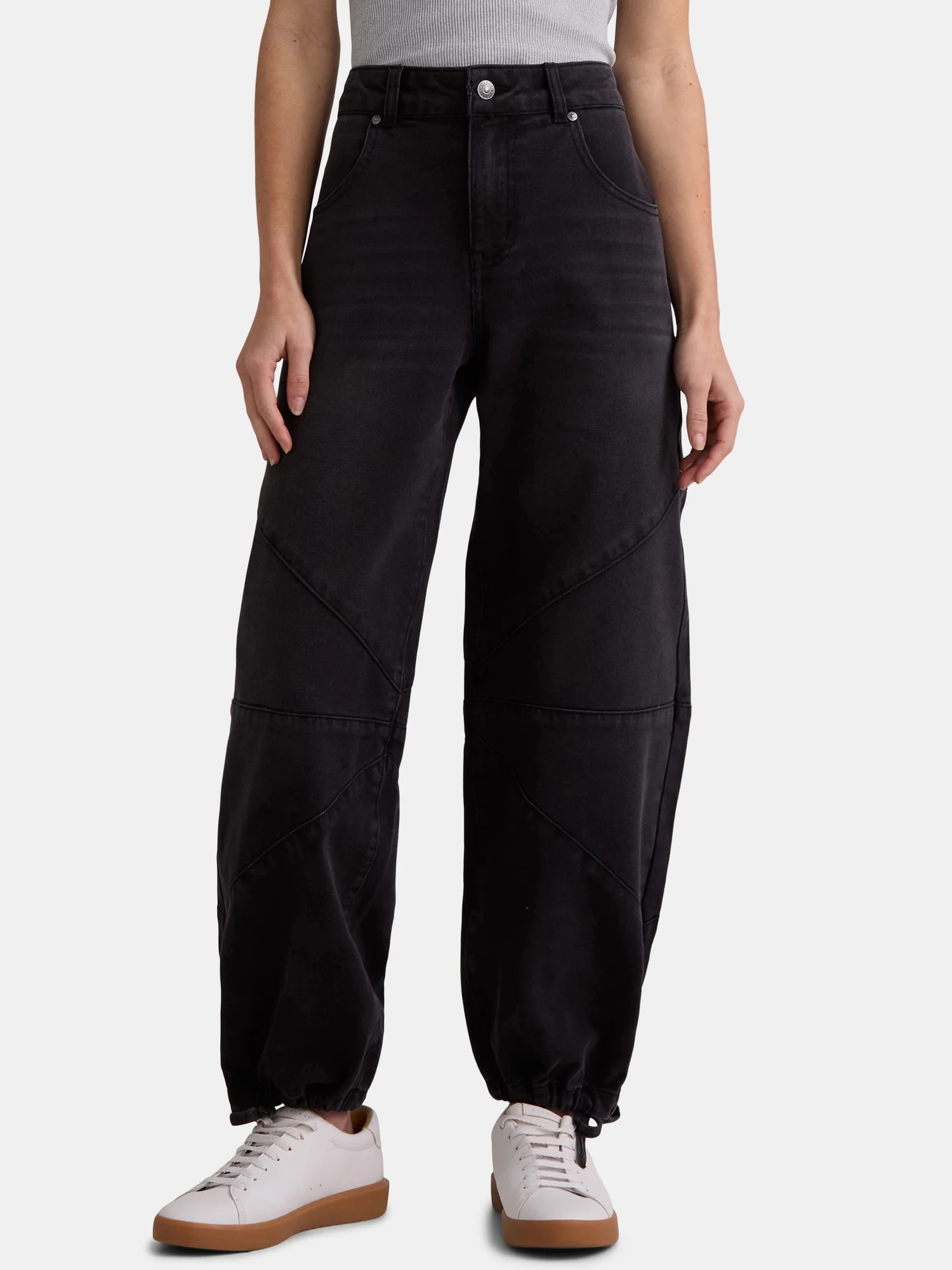 Madden NYC Women’s Barrel Jeans with Drawstring Hem, 28" Inseam, Sizes 0-18 | Walmart (US)