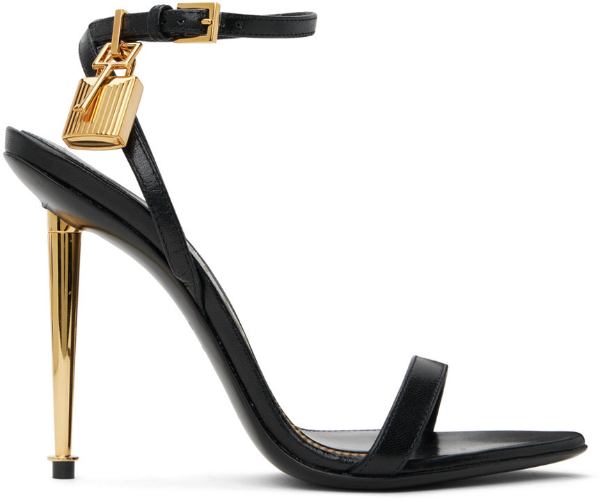TOM FORD Black Padlock Heeled Sandals | SSENSE