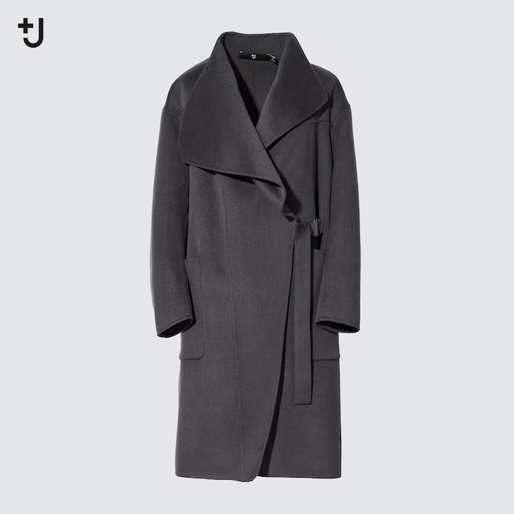 UNIQLO Women's +j Cashmere Blend Collarless Coat, Gray, M | UNIQLO (US)