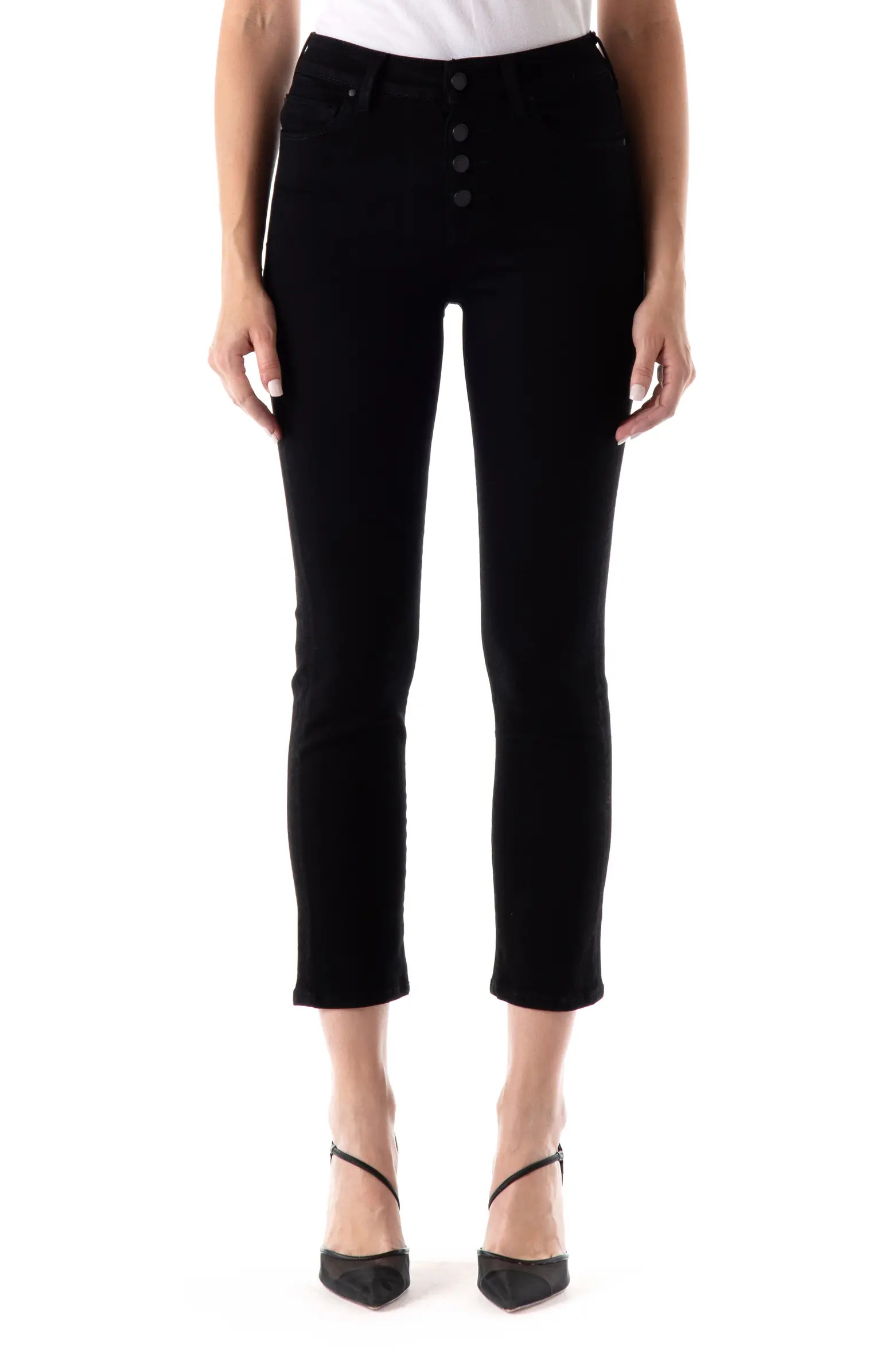 Fidelity Denim Cher High Waist Exposed Button Ankle Slim Jeans | Nordstrom | Nordstrom