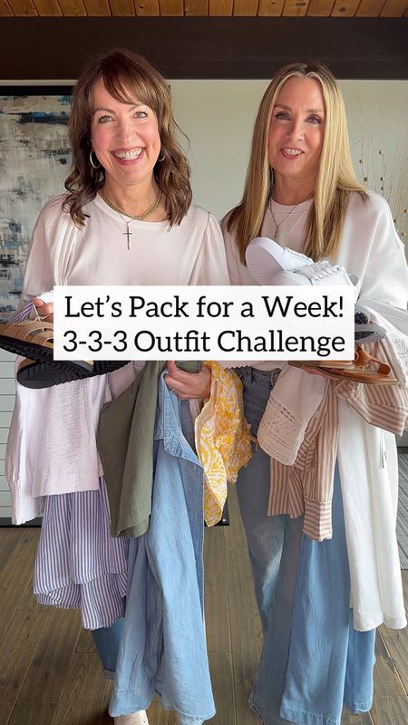 Comment 333 to shop!🛍️ Pack with us for a girl’s gateway using the 3-3-3 outfit challenge with our favorite @kohls summer styles!🧳☀️ 

We chose 3 tops, 3 bottoms and 3 pairs of shoes to create a week’s worth of creative, cute, and on-trend outfits!👏🏼 We’re serial overpackers, so this styling challenge really helps us save room in our suitcases! #kohls has all the summer trends like linen, stripes, crochet, midi skirts, button ups and all the shoes and accessories we need to make this 3-3-3 challenge happen!❤️ Be sure to check out our Kohl’s storefront to shop these looks! (link in bio) 
HOW TO SHOP: 
1️⃣Comment “333” and we’ll send outfit links to your DM 
2️⃣Click link in bio to shop on our Kohl’s Storefront 
3️⃣Watch our stories for links 
4️⃣Links saved in our Kohl’s highlights #kohlspartner #kohlsfinds summer outfit, travel outfit, vacation outfit, capsule wardrobe 

#LTKStyleTip #LTKOver40 #LTKFindsUnder50