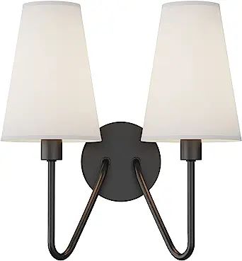 Electro bp;Double Head Classic 2 Lights Wall Sconces Lighting Fixture Black with Beige White Line... | Amazon (US)