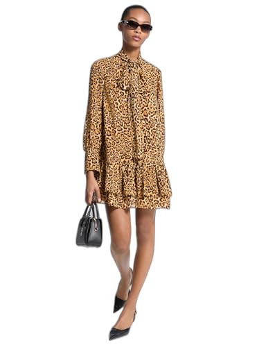 Michael Kors Women's Tie Neck Mini Dress, Marigold, Small | Amazon (US)