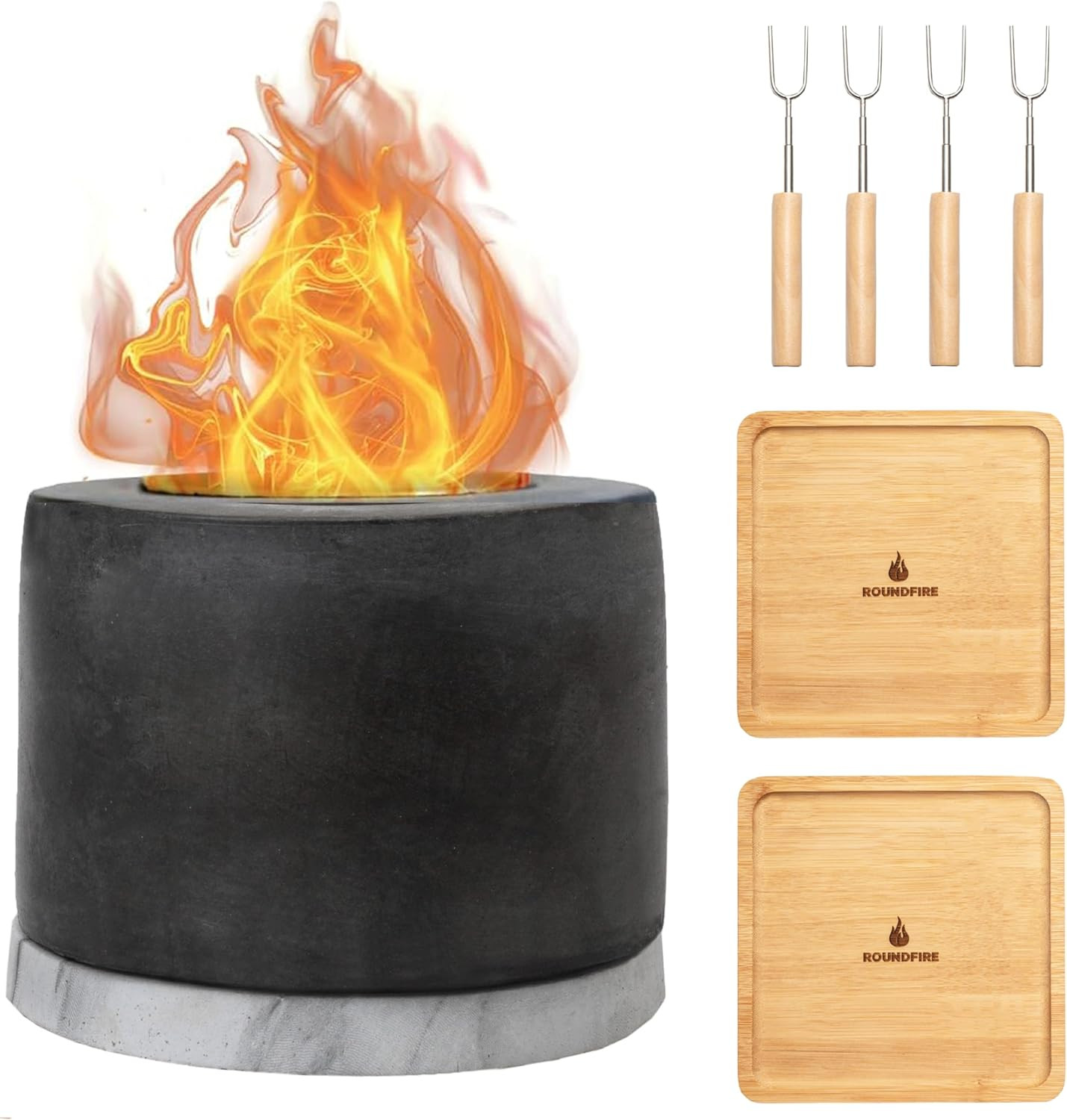 Roundfire Tabletop Fire Pit (1 Pack - with Smores Kit) Ethanol Table Top Fire Pit | Amazon (US)