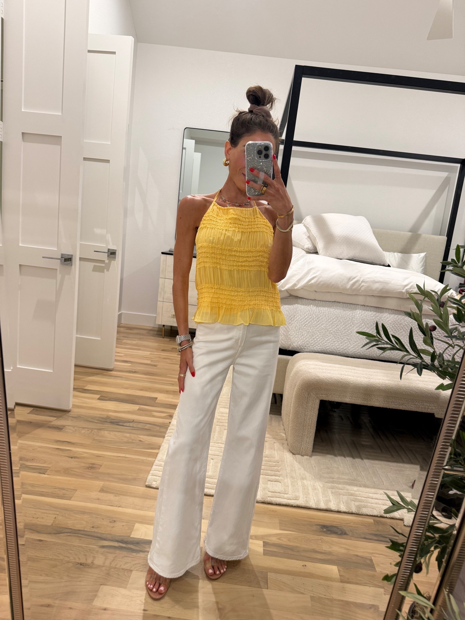 Found my white jeans in stock and petite friendly size 23. Yellow halter top size xs so cute and on sale! 

#LTKSeasonal #LTKPetite #LTKSaleAlert