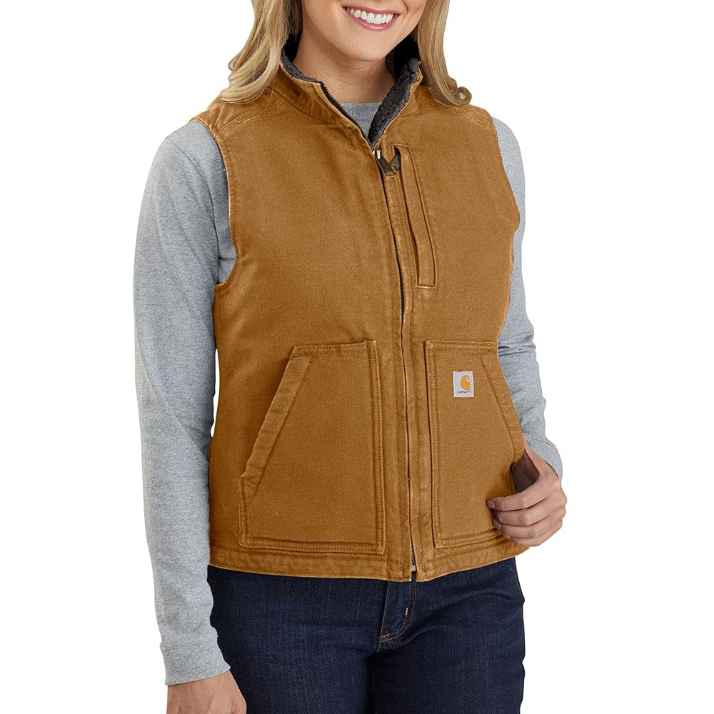 Carhartt womens Relaxed Fit Washed Duck Sherpa-lined Mock-neck VestVest | Amazon (CA)