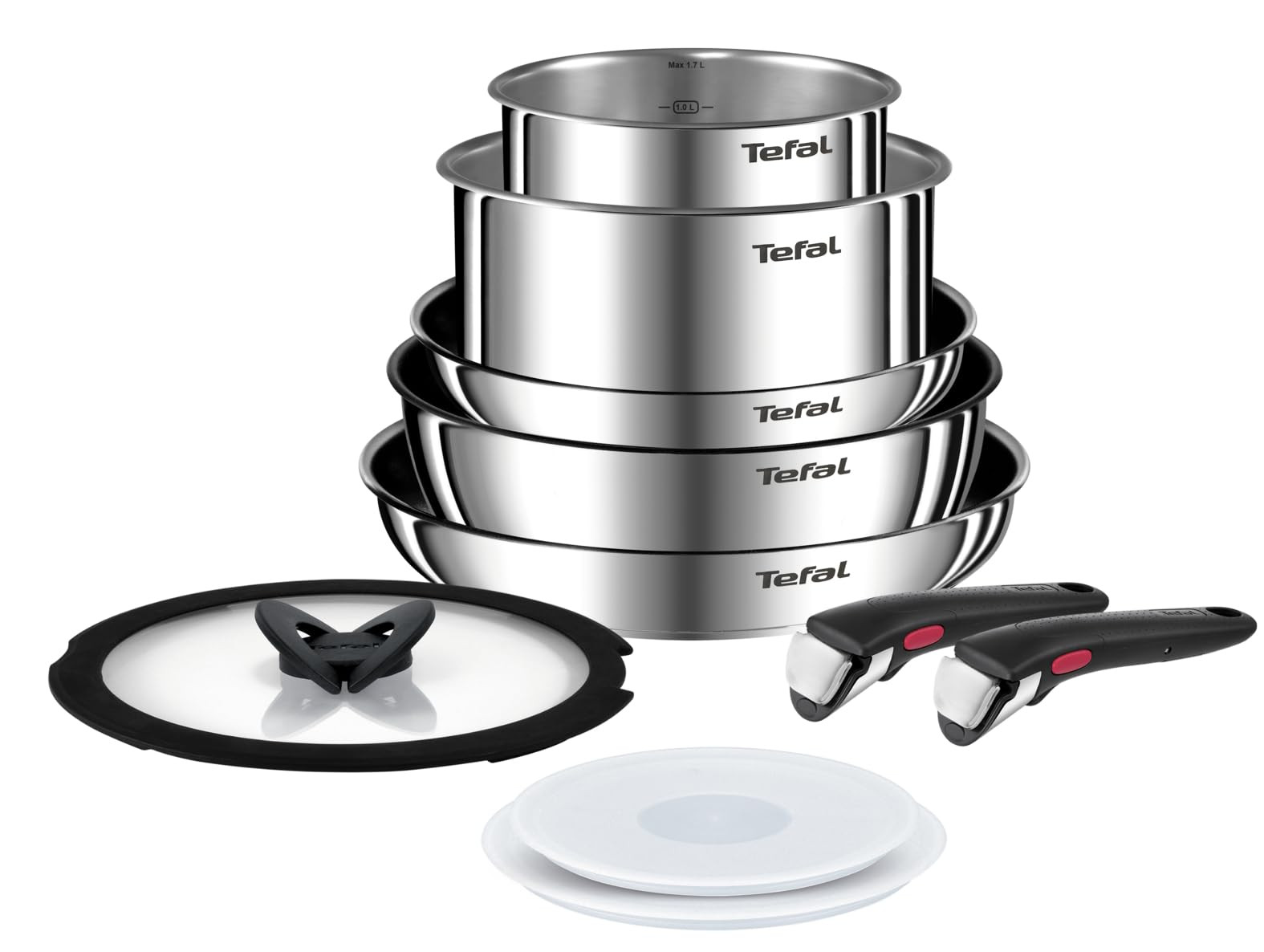 Tefal Ingenio Emotion 10 Piece Set, Pots & Pans Set, Stainless Steel, Stackable, Induction, Easy ... | Amazon (UK)
