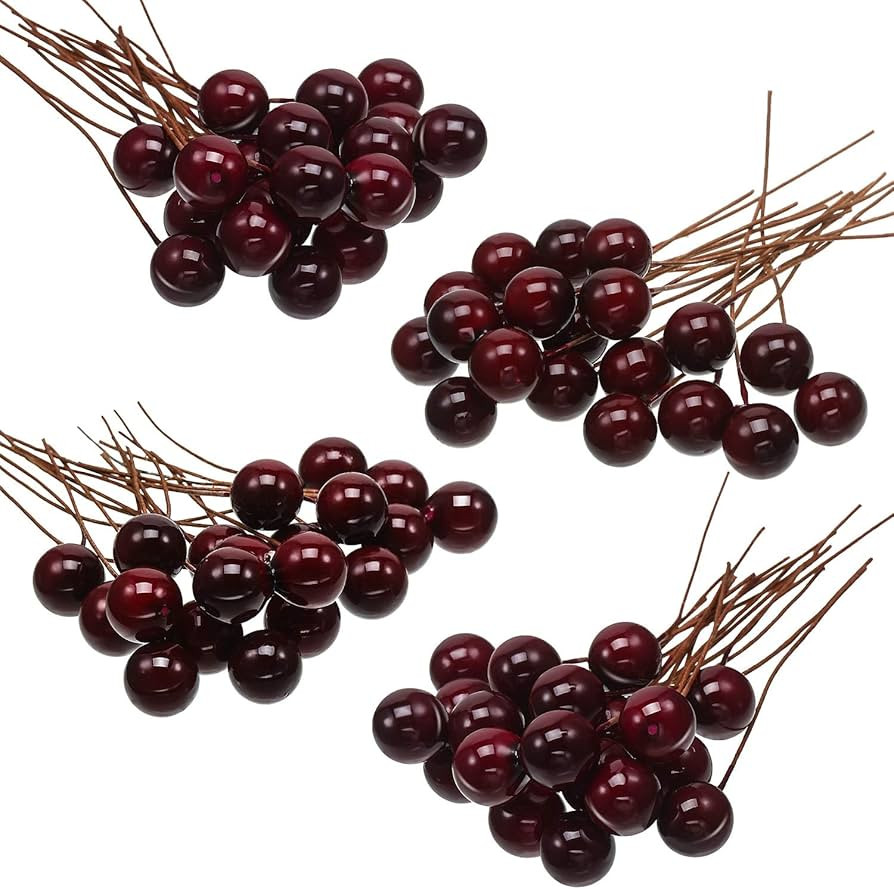 BBTO Artificial Holly Berries, 100 Pieces Mini 10 mm Fake Berries Decor on Wire for Christmas Tre... | Amazon (US)