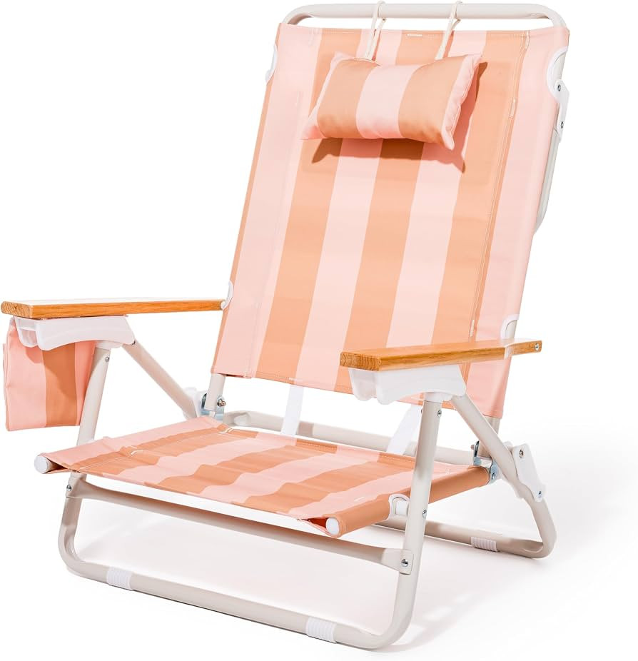 Business & Pleasure Co. Holiday Tommy Chair - Reclining Backpack Beach Chair - 70s Sand Stripe | Amazon (US)