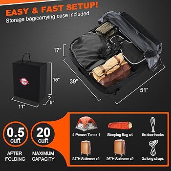 Car Rooftop Cargo Carrier Roof Bag, 20 Cubic Feet Waterproof Roof Top Cargo Carrier fit Car with ... | Amazon (US)