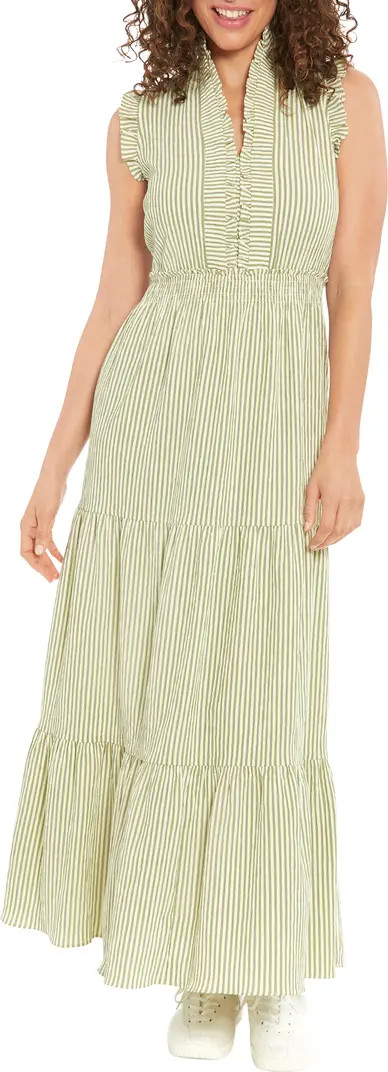 Stripe Ruffle Sleeveless Tiered Maxi Dress | Nordstrom Rack