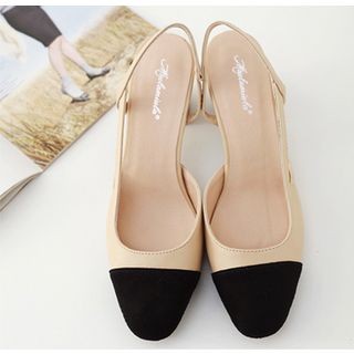 Niuna - Faux Leather Two-Tone Slingback Heels | YesStyle | YesStyle Global