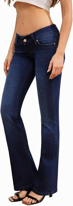 Women's Super Low Rise Bootcut Jeans Stretch Y2K Pants | Amazon (US)