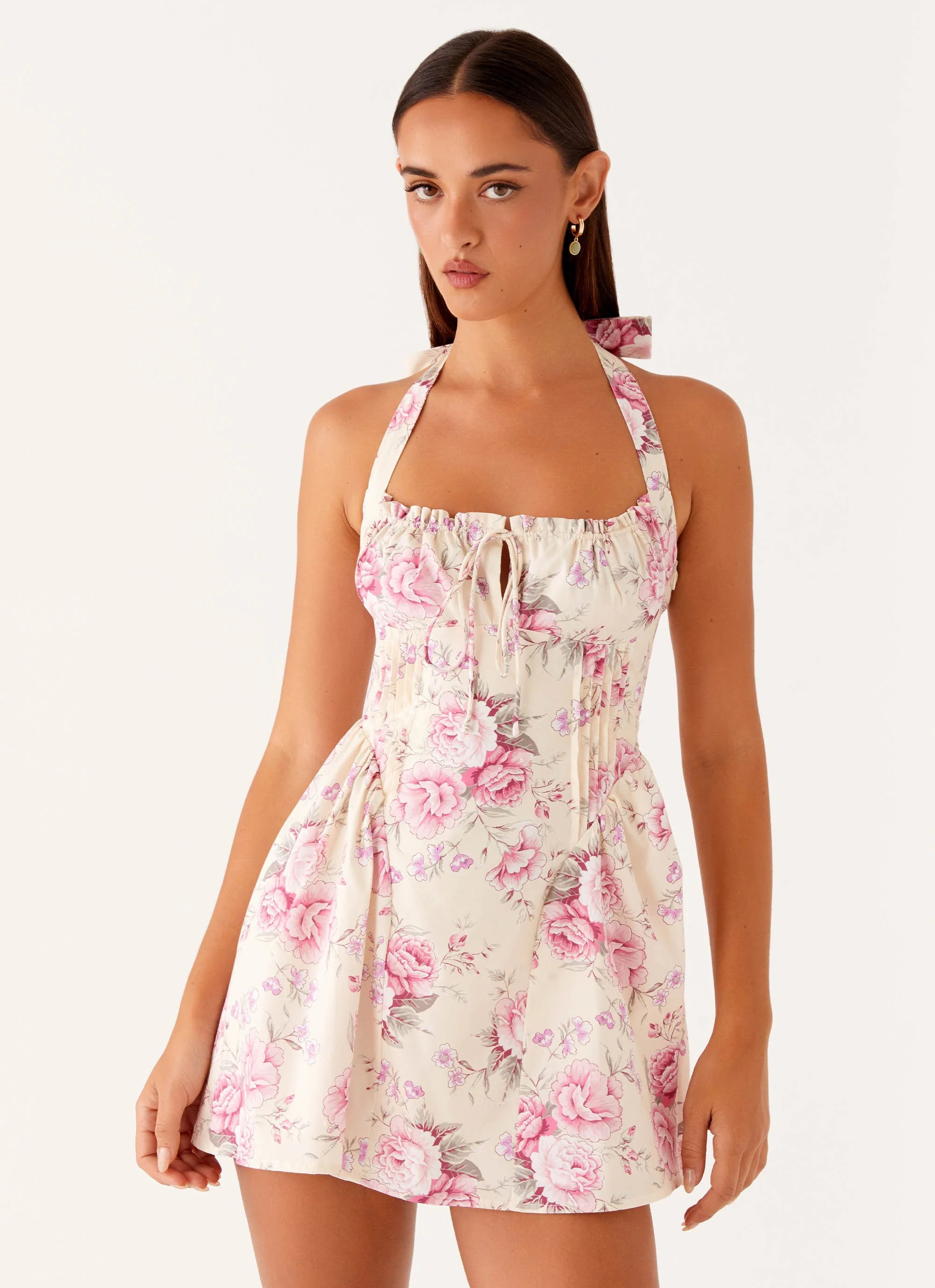 Rosalie Halter Mini Dress - Vintage Pink Floral | Peppermayo (Global)