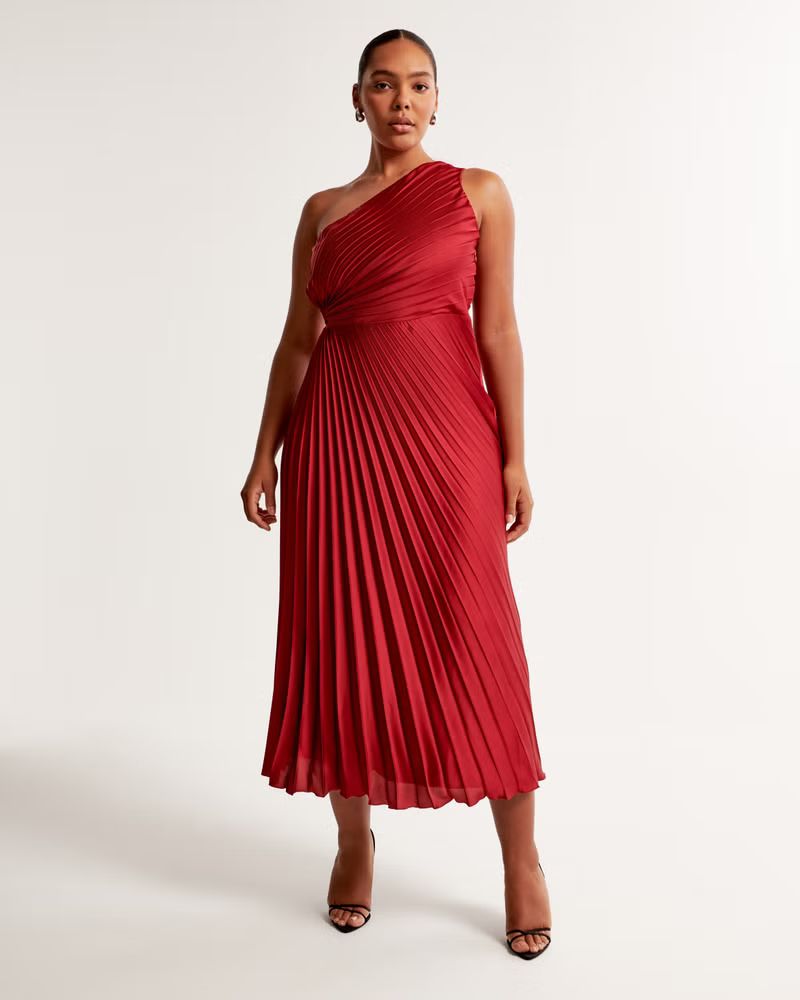 The A&F Giselle Pleated One-Shoulder Maxi Dress | Abercrombie & Fitch (US)