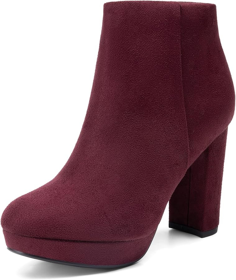 DREAM PAIRS Women's Stomp High Heel Ankle Boots | Amazon (US)